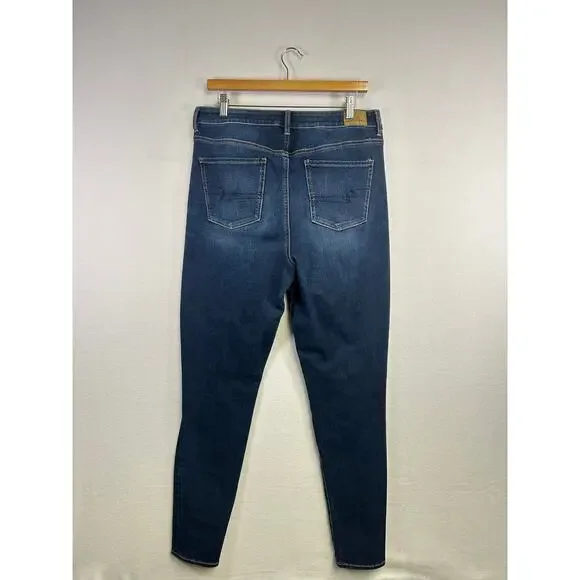 Woman's American Eagle High Rise Dark Wash Skinny Jeans - Size 14 - Picture 10 of 12